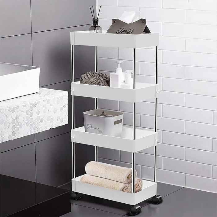 4-Tier Kitchen Shelf Trolley Rack, Multi-functional Storage Organizer Cart