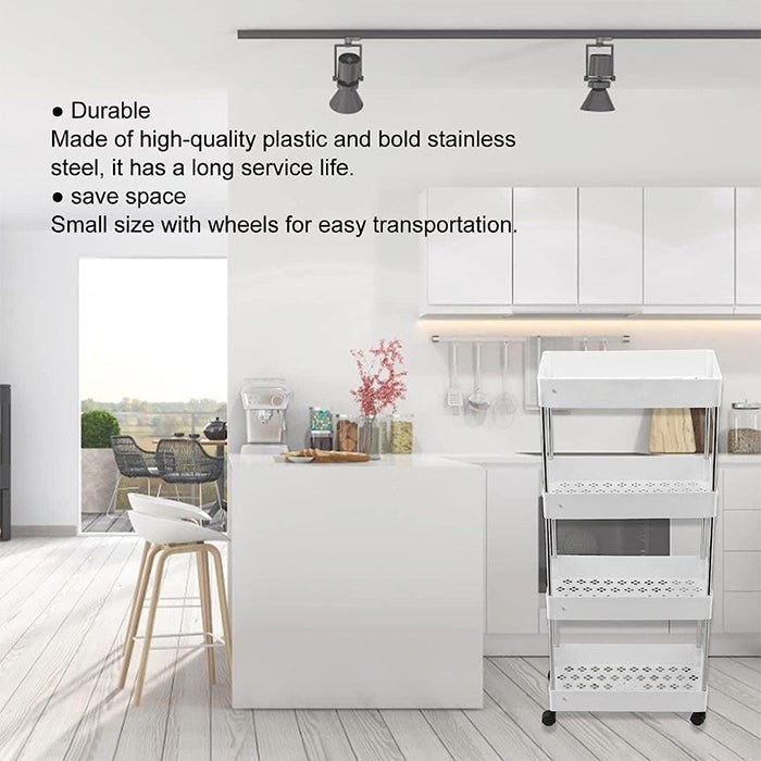 4-Tier Kitchen Shelf Trolley Rack, Multi-functional Storage Organizer Cart high quality item