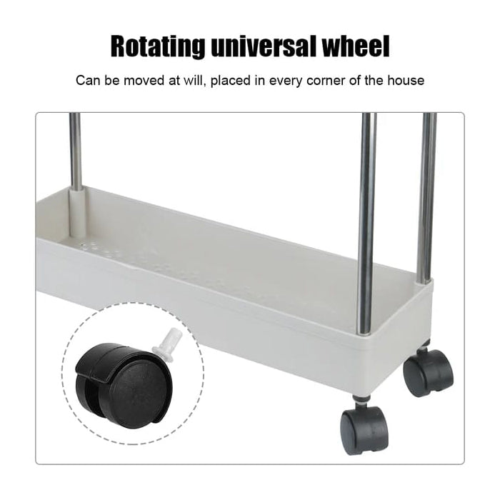 4-Tier Kitchen Shelf Trolley Rack, Multi-functional Storage Organizer Cart  rotating universal wheel