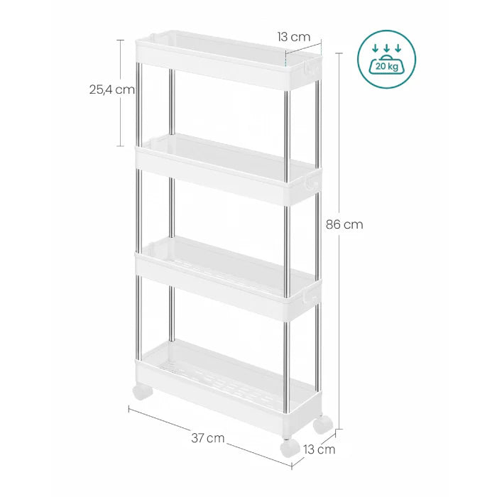 4-Tier Kitchen Shelf Trolley Rack, Multi-functional Storage Organizer Cart  rotating universal wheel dimensions