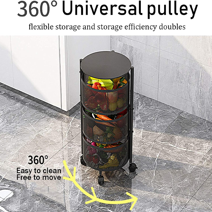 4-Tier Metal Storage Tower Basket Shelves Organiser on Rolling Wheels with Removal Drawers