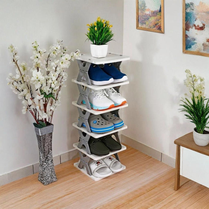 6 Layer Foldable Shoe Rack, Portable & Durable - Folding Shoe Rack, Space-Saving Durable