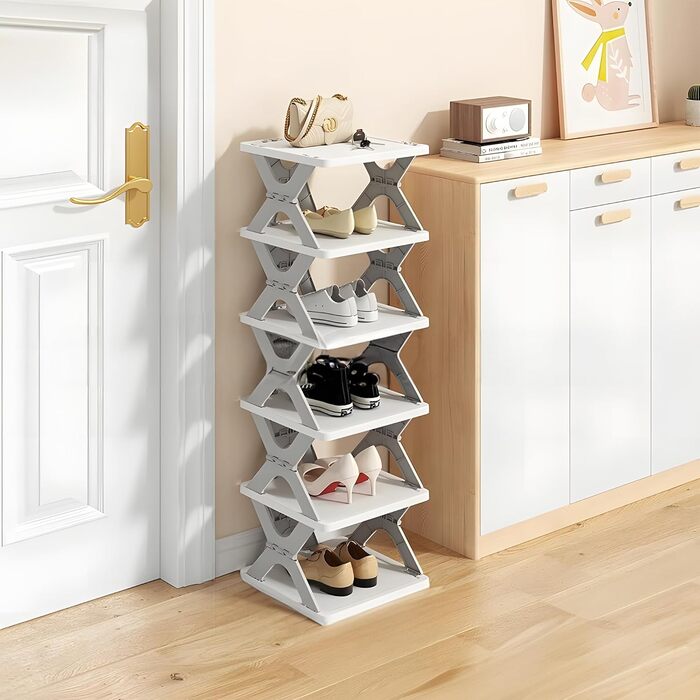 6 Layer Foldable Shoe Rack, Portable & Durable - Folding Shoe Rack, Space-Saving Modern design