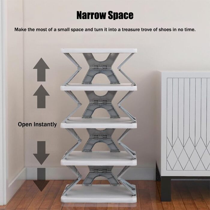 6 Layer Foldable Shoe Rack, Portable & Durable - Folding Shoe Rack, Space-Saving Narrow space