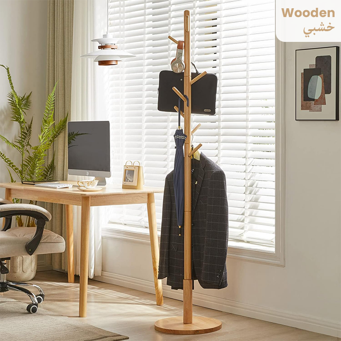 Coat Rack Free Standing, Wooden Hall Tree Coat Hat Tree Coat Hanger Holder Wooden