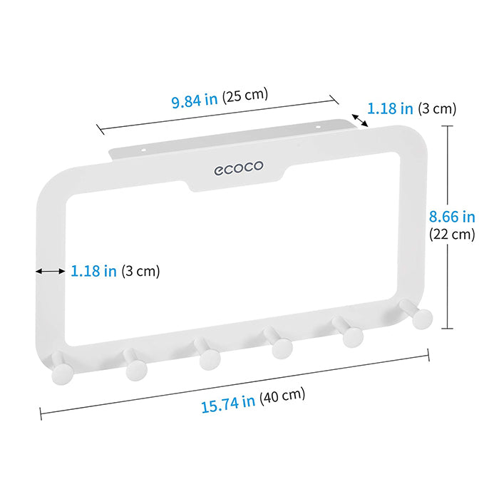 ECOCO Over Door Hook Adhesive 6 Hooks Door Hanger for Clothes dimensions
