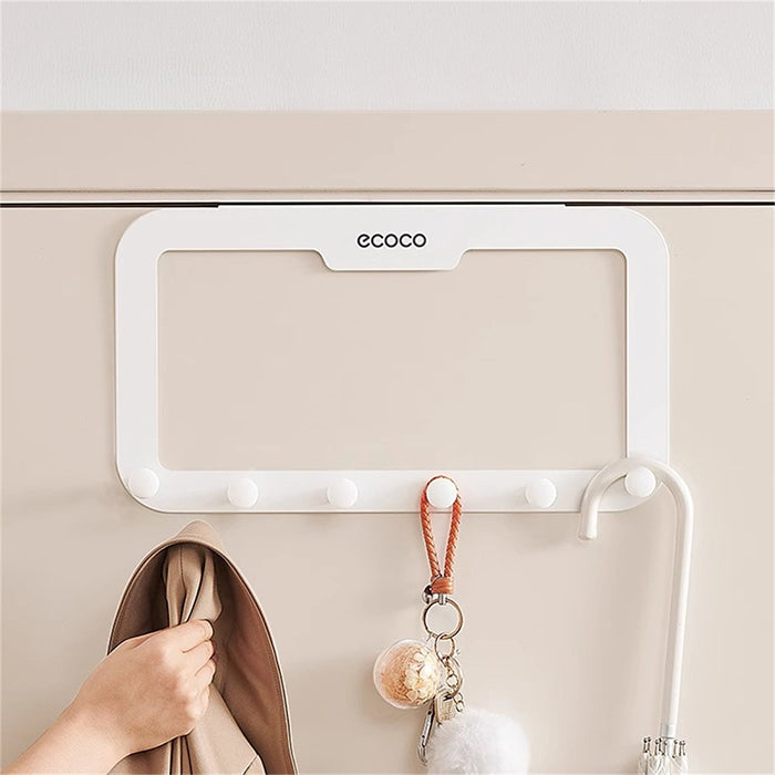 ECOCO Over Door Hook Adhesive 6 Hooks Door Hanger for Clothes easy to stick