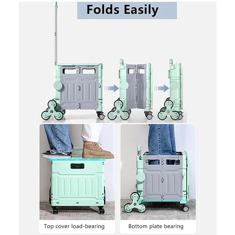 Folding Shopping Cart,  Foldable with Brake System and Adjustable Handle folds easily