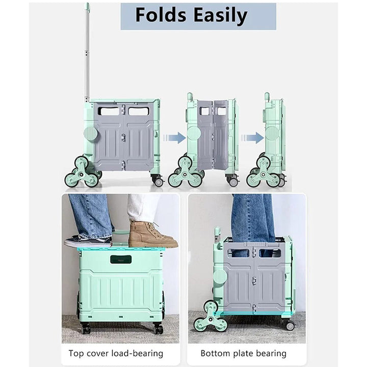 Folding Shopping Cart,  Foldable with Brake System and Adjustable Handle folds easily