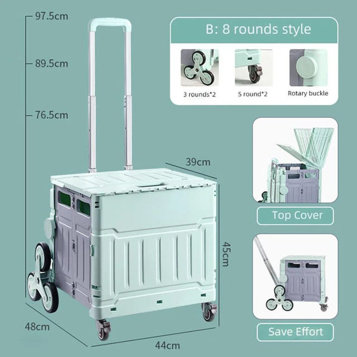 Folding Shopping Cart,  Foldable with Brake System and Adjustable Handle  dimensions