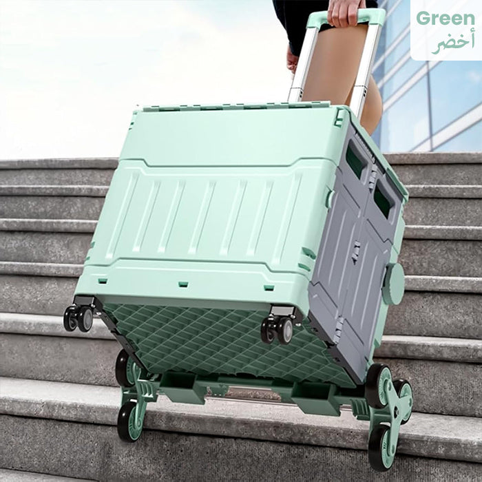 Folding Shopping Cart,  Foldable with Brake System and Adjustable Handle Green