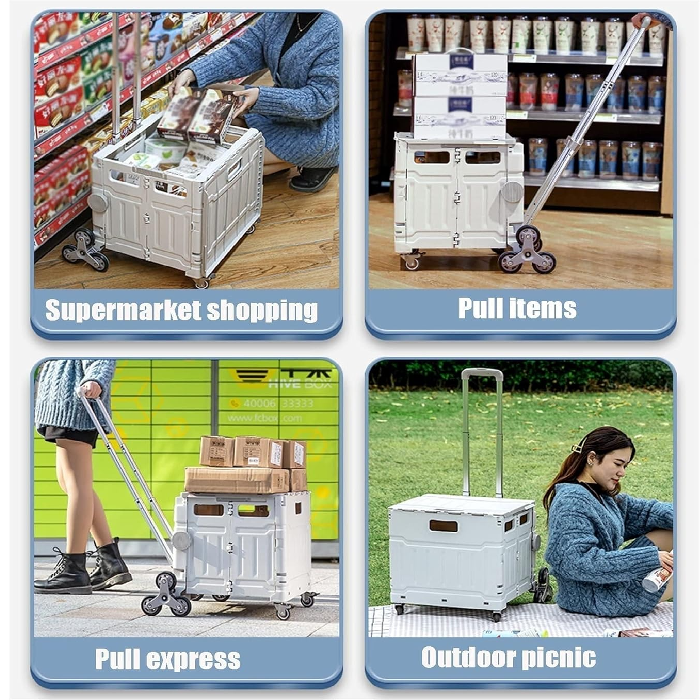 Folding Shopping Cart,  Foldable with Brake System and Adjustable Handle outdoor use