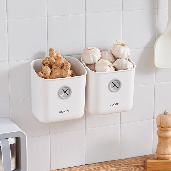 Hanging Basket Garlic Keeper, Spice Space Saving Wall Mount Organizer