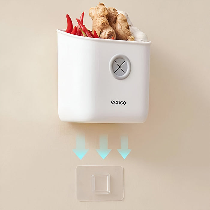 Hanging Basket Garlic Keeper, Spice Space Saving Wall Mount Organizer Bottom holes