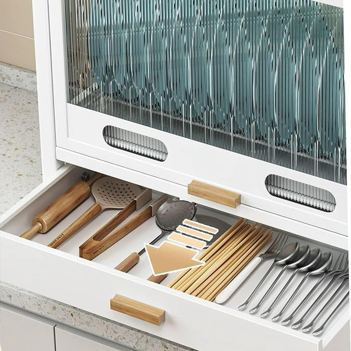 Kitchen Dish Rack, Countertop Storage Cabinet, Microwave Stand, Bakers Rack Drawer for Utensils