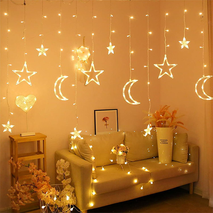 3.5m LED star and moon string lights, decorative fairy lights for home, bedroom, and festive decor
