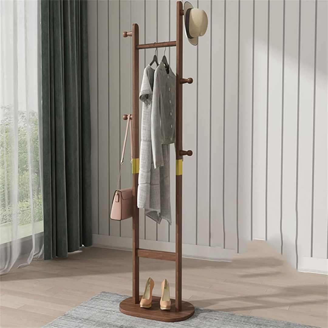 Modern Wooden Coat Stand, Simple Solid Wood Hanger For Bedrooms, Stylish Coat Rack strong tray