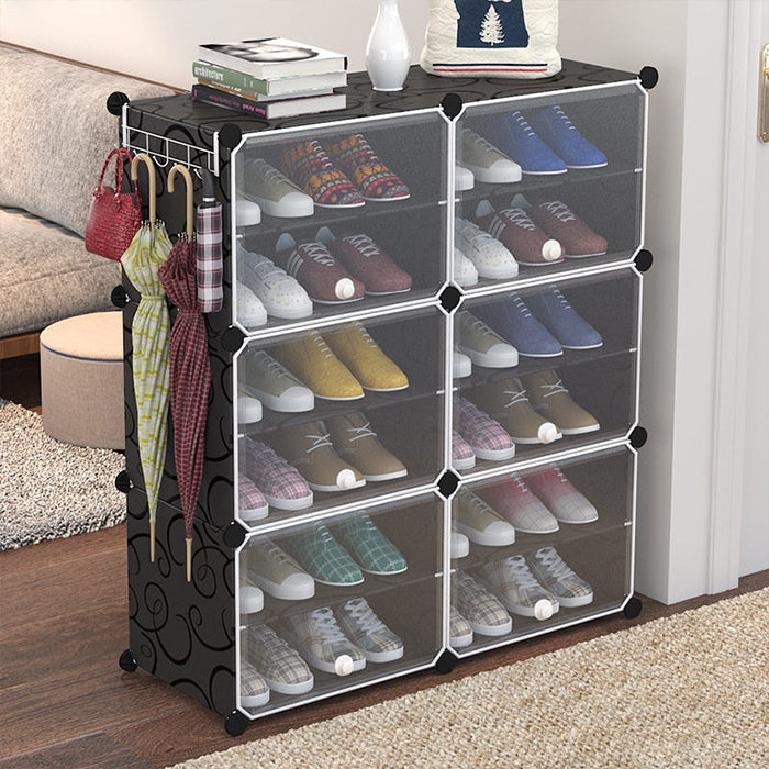Modern wooden shoe cabinet with shelves, stylish shoe rack for homes by Homesouq Qatar