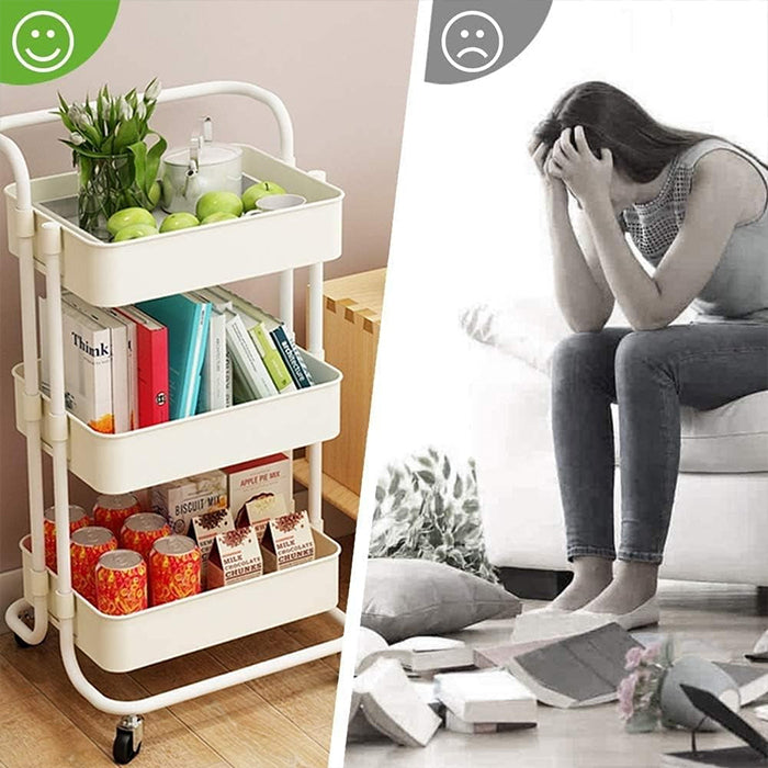 Multi Functional Versatile Rust Free Storage Trolley Cart With Handle For Home Office Use With Wheels efficient storage