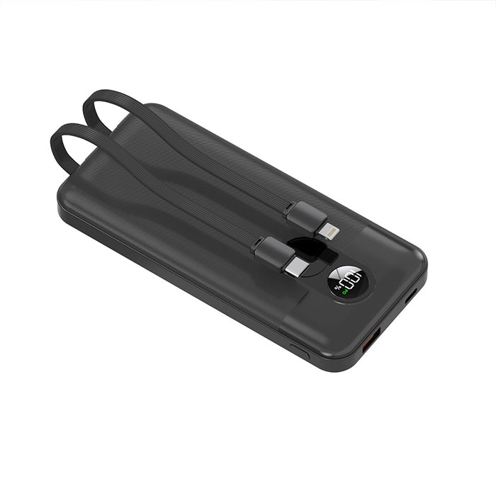 Porodo 10000mAh power bank is compact and practical, with a built-in cable for easy charging