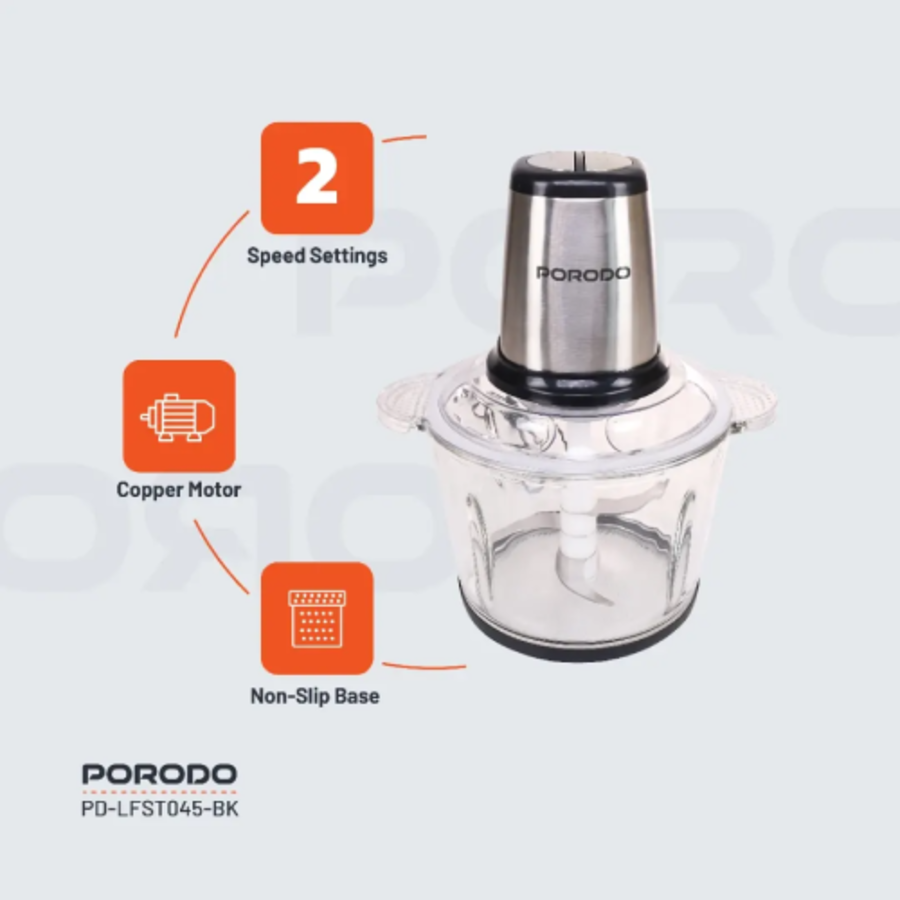 Porodo Lifestyle Meat and Vegetable Electric Food Chopper 2 Speed Settings