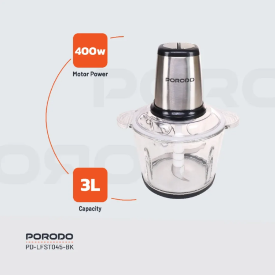 Porodo Lifestyle Meat and Vegetable Electric Food Chopper High-Performance Blades