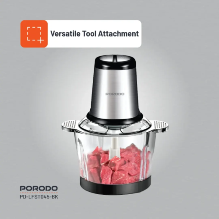 Porodo Lifestyle Meat and Vegetable Electric Food Chopper Versatile Tool Attachment