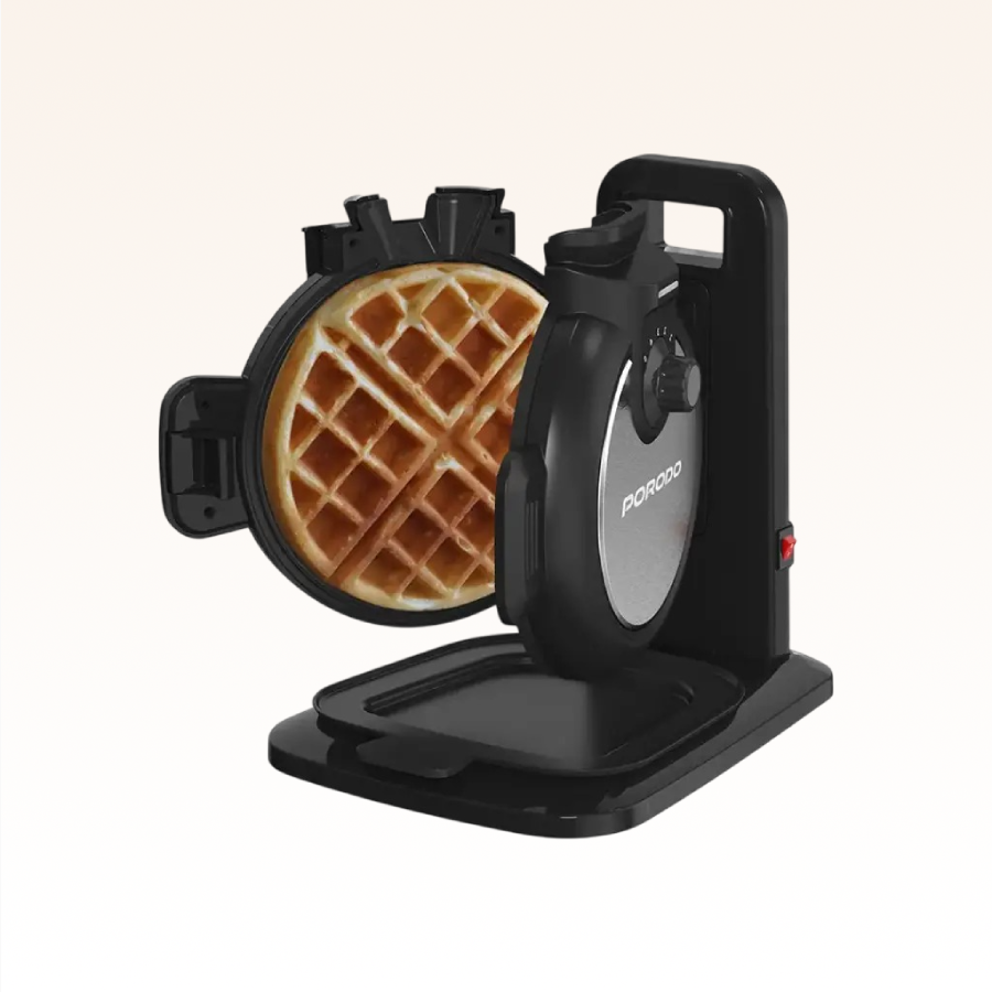 Porodo Lifestyle Vertical Waffle Maker features a compact 800W design with a 210mL