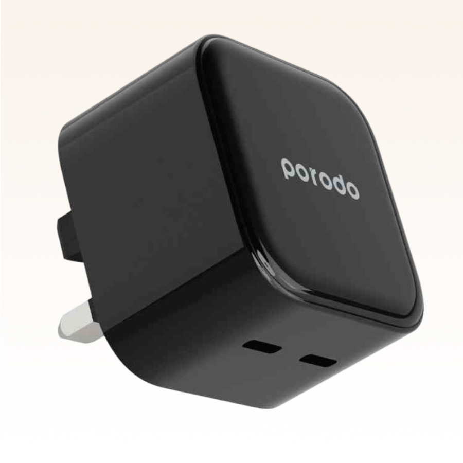Porodo Super-Fast Wall Charger offers dual USB-C ports with up to 35W combined output