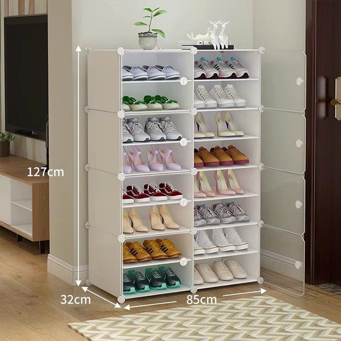 Shoe Rack Organizer, Shoe Storage Cabinet with Door Expandable Plastic Shoe Shelves dimensions