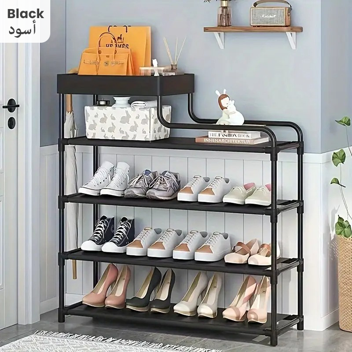 Shoe Rack Organizer Shoe Storage Rack Metal Shoe Organizer 5 Tier Narrow Freestanding Shoe Rack black