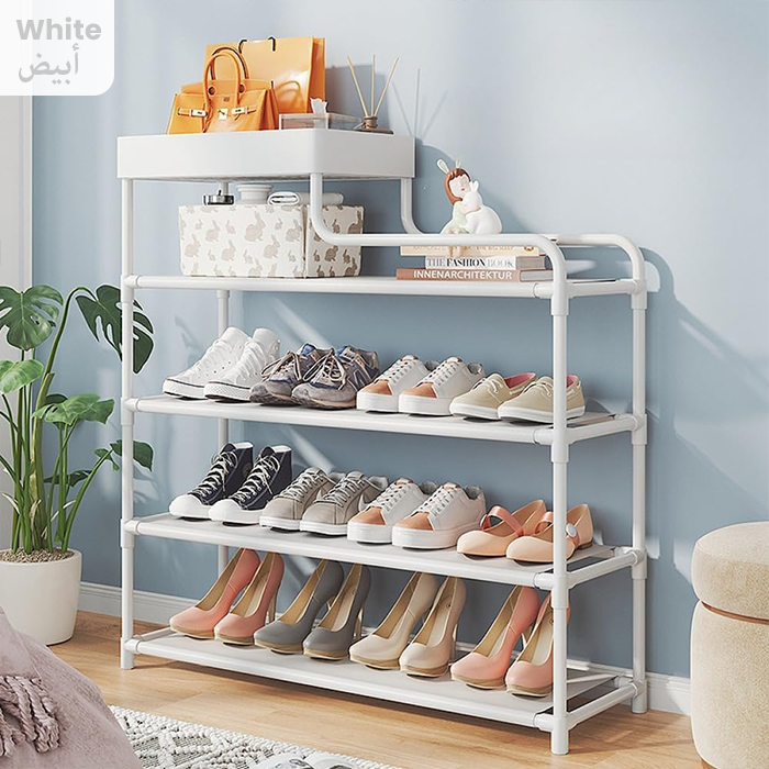 Shoe Rack Organizer Shoe Storage Rack Metal Shoe Organizer 5 Tier Narrow Freestanding Shoe Rack white