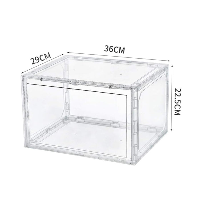Shoe Storage Box Transparent, Side Open storage Organizer Boxes Drawer Case Plastic Dimensions