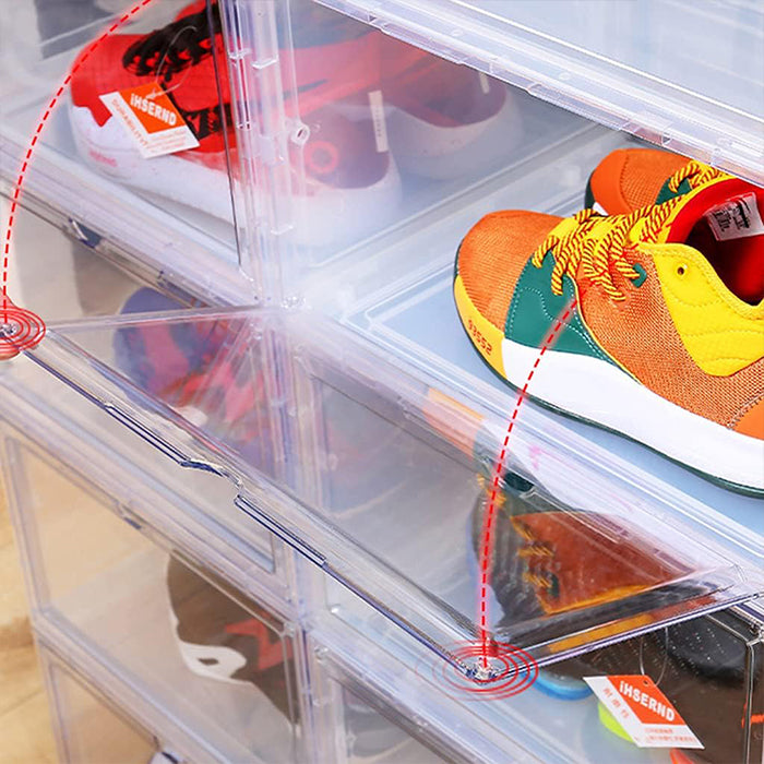Shoe Storage Box Transparent, Side Open storage Organizer Boxes Drawer Case Plastic sturdy
