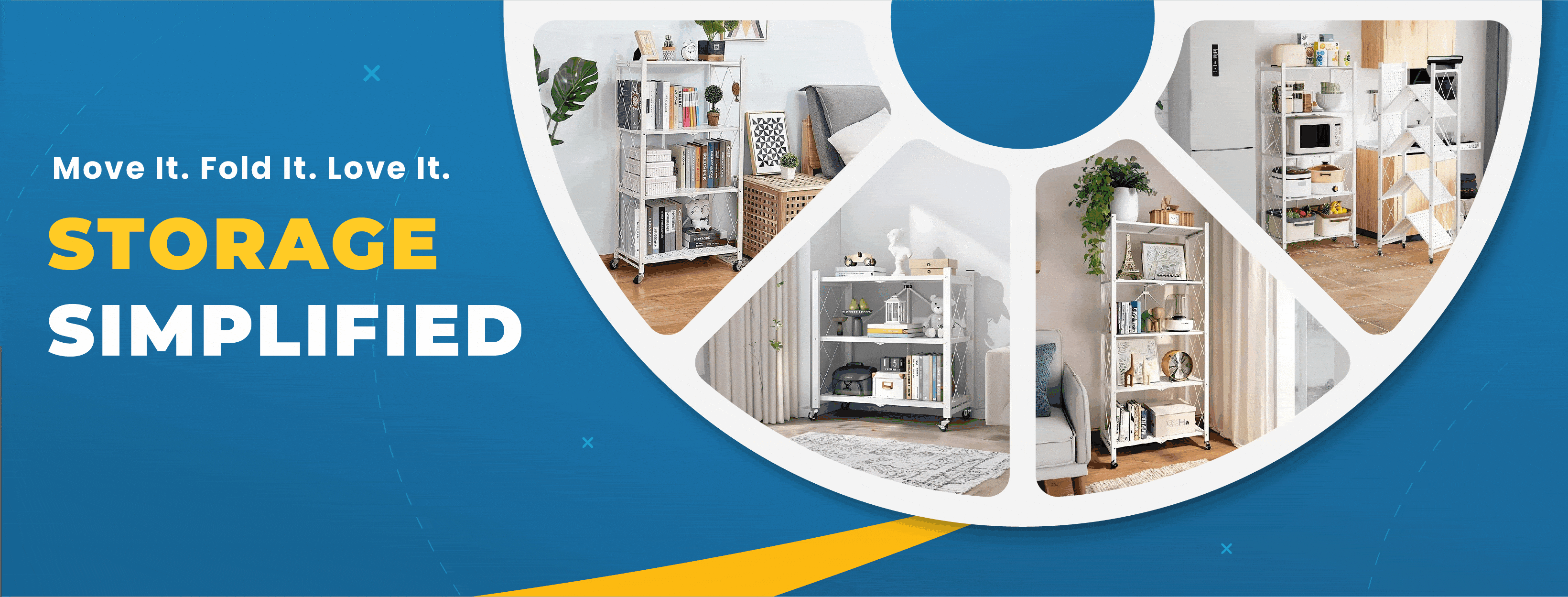 Foldable storage rack, metal kitchen rack with wheels, durable stainless steel kitchen rack by Homesouq Qatar