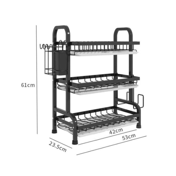 Stainless Steel Kitchen Dish Drying Rack with Drain Tray dimensions