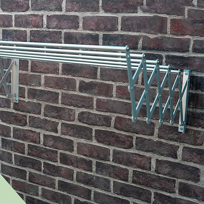 Wall Mounted Clothes Drying Rack, 5 Bar Stainless Steel Accordion Retractable Silver Drying Hanger easy to install