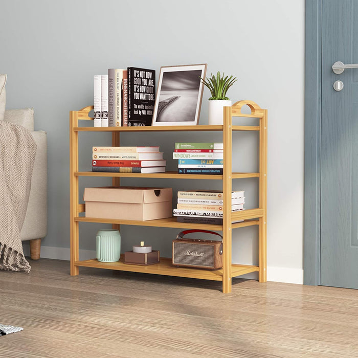 Wooden Shoe Rack 4 Shelves Organizer Shelf Camping Portable Shelves Shoe Rack Large Capacity