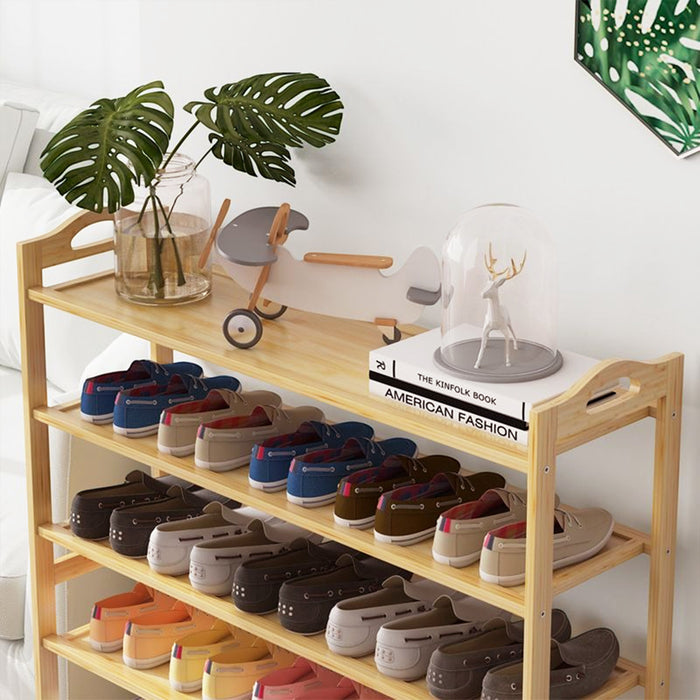 Wooden Shoe Rack 4 Shelves Organizer Shelf Camping Portable Shelves Shoe Rack Simple Appearance