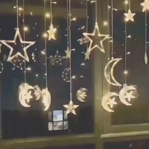 3.5M LED Star and Moon String Lights - Decorative Ramadan Led Lights for Indoor Outdoor.