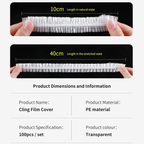 100 Pcs Fresh Keeping Disposable Cling Plastic Bags For Food Preservation pack Dimensions