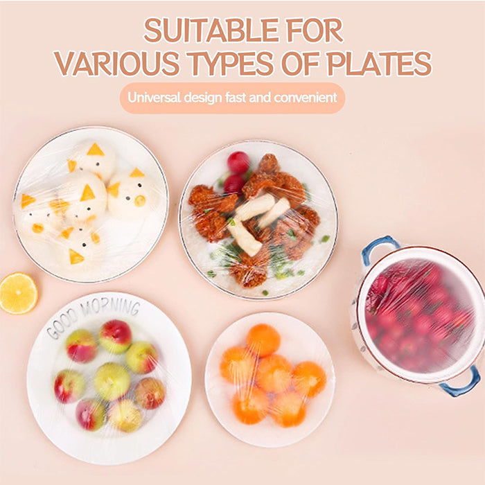 100 Pcs Fresh Keeping Disposable Cling Plastic Bags For Food Preservation suitable for various plate
