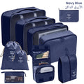 10 Pcs/Set Travel Packing Organizer Bags for Luggage Suitcase navy blue
