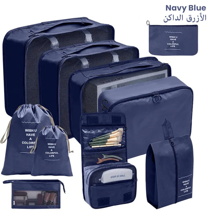 10 Pcs/Set Travel Packing Organizer Bags for Luggage Suitcase navy blue