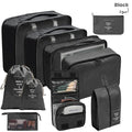 10 Pcs/Set Travel Packing Organizer Bags for Luggage Suitcase Black