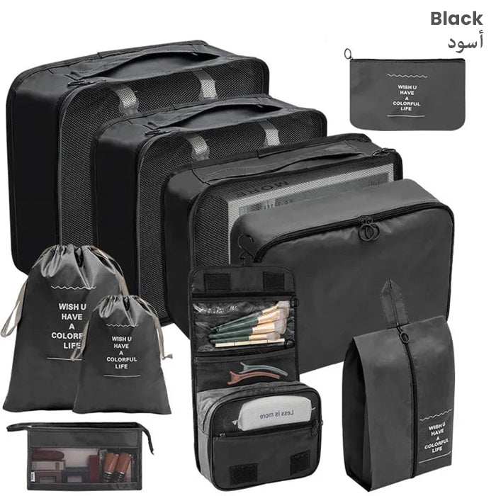 10 Pcs/Set Travel Packing Organizer Bags for Luggage Suitcase Black