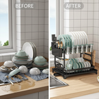 2 Tier Dish Drying Rack with Cutlery Holder