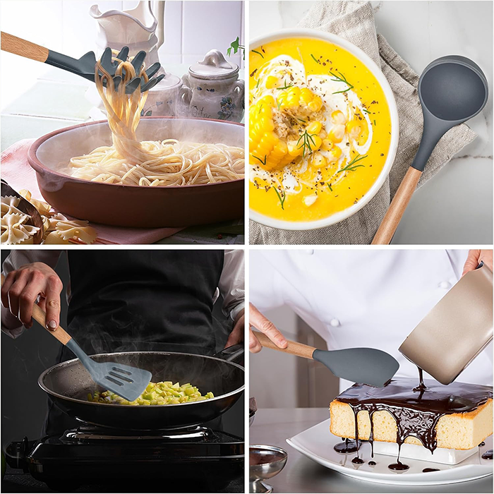 12-piece silicone kitchen utensil set, heat-resistant, non-stick, and BPA-free
