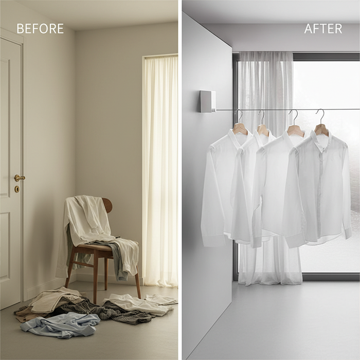 Retractable Wire Indoor Clothes Wall Hanger