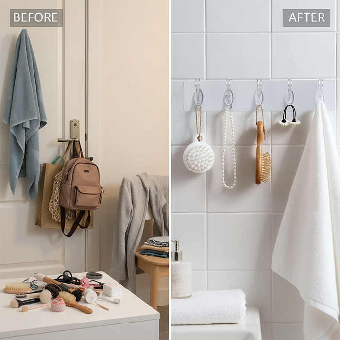 6 Hooks Wall Mount Transparent Hanger